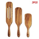 POINTERTECK 3PCS Teak Spurtle Set Wooden Spoons for Cooking with Hanging Hole, Wooden Kitchen Utensil Set, Slotted Wooden Spatula Wooden Cooking Utensils