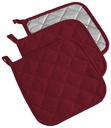DII Modern Style Cotton Terry Potholder in Wine Red (Set of 3)
