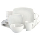 Gibson Soho Lounge Square 16-Piece Dinnerware Set - Stone Gray