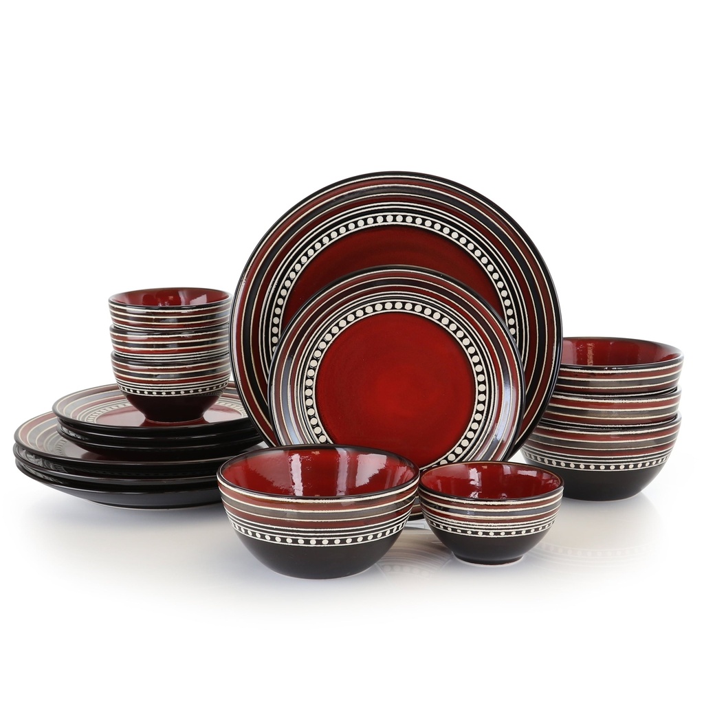 Gibson Elite Café Versailles 16-Piece Dinnerware Set - Red