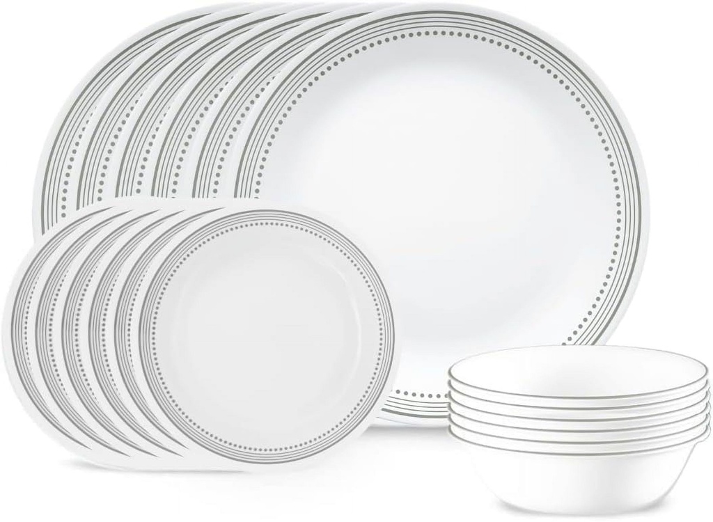 Corelle Mystic Gray 18-Piece Dinnerware Set for Service of 6