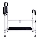 ELENKER Adjustable Height Bed Step Stool, Bed Assist Bar with Storage Pocket, Including Blanket, LED Light for Fall Prevention, for Elderly, Pregnant, Handicapped, Holds up to 350Lb, White