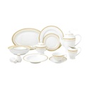 Lorren Home Trends Toffee-57 57 Piece La Luna New Bone China Gold Mix & Match Dinnerware Set, Service for 8