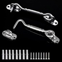 2 Pack Stainless Steel Door Hooks Gate Latches Window Hook with Self-Tapping Screws for Barn Door，Window, Cabin Hooks, Sliding Door, Bedroom, Bathroom (Silver, 4”)