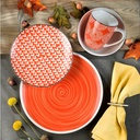 Euro Ceramica Italian Ceramic Stoneware Simpatico 16 Piece Dinnerware Set in Opulent Orange