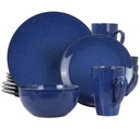 Gibson Elite Lisbon 16 Piece round Stoneware Dinnerware Set in Cobalt