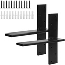 2 Pack Free Hanging Shelf Bracket, Heavy Duty T Shelf Bracket with Screws, Floating Shelf Brackets, Granite Countertop Support Brackets, Shelf Brackets 10 Inch