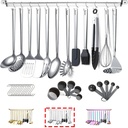 Reanea Cooking Utensils Set Stainless Steel 37 Pieces Kitchen Utensils Set Kitchen Tool Gadgets with Hooks for Hanging