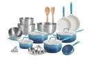 The Pioneer Woman 25-Piece Ceramic Nonstick Aluminum Cookware Set, Ombre Teal