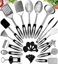 Home Hero - Kitchen Utensils - Stainless Steel Cooking Utensils Set - Nonstick Cookware Set - Dishwasher Safe - 25 Pcs, Silver