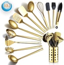Reanea 13 Pieces Gold Cooking Utensils Set, Stainless Steel Kitchen Utensils Set with Utensil Holder
