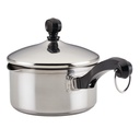Farberware Classic Stainless Steel Straining Saucepan with Lid, 1-Quart, Silver