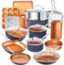 Gotham Steel Nonstick Pots and Pans 20 Piece Kitchen Ceramic Cookware Set Bakeware Cooking Frying Skillet Sauce Pan Gray