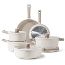 CAROTE 10Pcs Pots and Pans Set Non Stick, Nonstick Kitchen Cookware Sets, Induction Kitchen Cookware Sets, Beige and Taupe