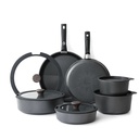 SENSARTE Nonstick Pots and Pans Set with Removable Handle, 18Pcs Healthy Nonstick Cookware Set, RV Cookware, PFOA Free (Black)