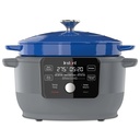 Instant 6-Quart Electric round Dutch Oven, 5-In-1: Braise, Slow Cook, Sear/Sauté, Cooking Pan, Food Warmer, Enameled Cast Iron, Included Recipe Book, Blue