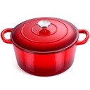 Coliware 6 Quart Enameled Cast Iron Dutch Oven with Lid, round Dutch Oven Pot with Dual Handles - Red
