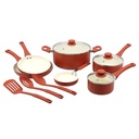 Mainstays Ceramic Aluminum 12 Pieces Set Red Canyon Nonstick