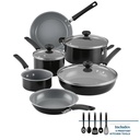 Farberware Easy Clean Pro 14 Piece Ceramic Nonstick Cookware Pots and Pans Set, Black