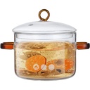 Glass Pot for Cooking on Stove, 1.6 L Heat-Resistant Glass Clear Pot and Pan with Lid, Glass Simmer Pot Set for Noodle, Soup, Milk, Tea