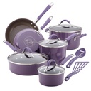 Rachael Ray Cucina 12Pc Hard Porcelain Enamel Nonstick Cookware Pots and Pans Set, Lavender Purple
