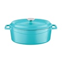 Lava Enameled Cast Iron Dutch Oven 5 Qt. Oval Spring Series with Trendy Lid Turquoise