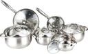 Cookware Set W-001 12-Piece Stainless Steel Pots Pans Set, Kitchen Cooking Set with Glass Lid