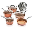 Gotham Steel Hammered Nonstick Pots and Pans 10 Pcs Kitchen Ceramic Cookware Set Cooking Frying Skillet Sauce Pan