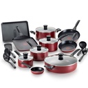 T-Fal Easy Care Thermo-Spot 20 Piece Non-Stick Dishwasher Safe Red Cookware Set