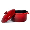 Granitestone Dutch Oven 6.5 Qt Cooking Pot with Lid Nonstick Ceramic Hot Pot Cast Aluminum Induction Stock Pot, Red