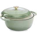 Best Choice Products 6 Quart Enamel Cast-Iron Dutch Oven, Heavy-Duty Cookware W/ Dual Handles, Lid - Sage Green