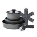 SENSARTE Nonstick Pots and Pans Set with Detachable Handle, 8Pcs Cookware Sets with Removable Handle (Black)