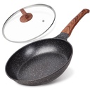Nonstick Frying Pan with Lid, DIIG Cast Iron Granite Stone Coating 11 Inch Deep Sauté Pans Skillets Sauce Cooking Pan Cookware, Suit for Gas Induction All Stove Compatible, 28 Cm