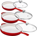 Bruntmor | Enemeled Cast Iron 3 Piece Skillet Bundle 12 10 8 Set - Cast Iron | 1