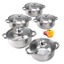 Stainless Steel Pots Sets 10-Piece, Kitchen Cookware Set Saucepan with Glass Lid Stockpot Soup Pot with 2 Ear Handle for Cooking Dishwasher Safe, Silver