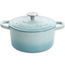 Crock-Pot 7 Quart round Enamel Cast Iron Covered Dutch Oven Cooker, Aqua Ombre