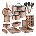Nutrichef Metallic Nonstick Ceramic Cookware and Bakeware Set, Bronze