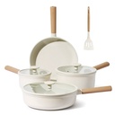 Carote Nonstick Pots and Pans Set, 8 Pcs Induction Kitchen Cookware Sets(White Ceramic)