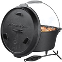 Pirecart Dutch 9.7 Quart Cast Iron Dutch Oven Pot, with Lid Lifter, Stand and Dual Function Lid