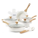 SENSARTE Ceramic Nonstick Pots and Pans Set, 17 Pieces Healthy Non Stick Cookware Set with Pots Protectors, Induction Kitchen Cookware Sets White, PFAS and PFOA Free