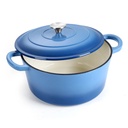 Coliware 6 Quart Enameled Cast Iron Dutch Oven with Lid, round Dutch Oven Pot with Dual Handles for Bread Baking Stewing Roasting Blue