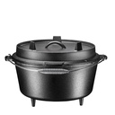 Bruntmor Pre-Seasoned Cast Iron Dutch Oven with Flanged Lid Iron Cover, for Campfire or Fireplace Cooking, Flat Bottom 8.5 Quart