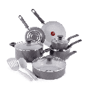 T-Fal Easy Care Ceramic Non-Stick, 12 Piece Pots and Pans Cookware Set, Grey