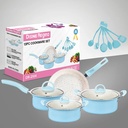 CACAGOO Small Nonstick 13 Piece Kitchen Cookware Pots and Frying Sauce Pans Set, Pfas-Free, Dishwasher , Turquoise