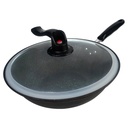 12.6 Inch Kibhous Frying Pan with Lid, Nonstick Wok with Lid, Deep Stir Nonstick Pans, Die Cast Scratch Resistant, Smokeless Frying Pan with Glass Lid and Traditional Handle