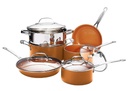 Gotham Steel Nonstick Pots and Pans 10 Piece Kitchen Ceramic Cookware Set Cooking Frying Skillet Sauce Pan Bronze