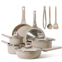 Carote 13 Pcs Nonstick Pots and Pans, Non Stick Cookware Set, Granite Cooking Pots, Taupe