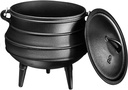 Bruntmor Pre-Seasoned Cast Iron Cauldron | 8.5 Quart African Potjie Pot with Lid and 3 Legs for Even Heat Distribution | Premium Camping Cookware for Campfire, Coals, and Fireplace Cooking (Large)