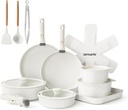 SENSARTE 23 Piece Pots and Pans Set, Nonstick Detachable Handle Cookware, Induction Kitchen Cookware Set with Removable Handle, Healthy Non Stick RV Cookware, Dishwasher ＆ Oven Safe, PFOA Free (White)