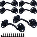 Stainless Steel Barn Door Lock, Heavy Duty 4 Inch Gate Latch, Cabin Hooks and Eye Latch with Mounting Screws, Ideal for Window, Sliding Door, Bedroom, Bathroom (6 Pack)